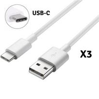 Lot 3 White USB-C Cables for Huawei P9-P9PLUS-P10-P20-P20LITE-P20PRO - Phonillico® balta