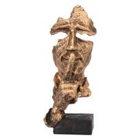 Antique Finish Silence Is Gold Statue Colorfast Gold Thinker Statue Modern Creative Abstract Style Keep Silence Statue auksas