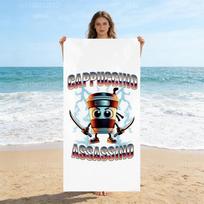 Cappuccino Assassino Ninja Coffee Beach Towel Quick Dry Lightweight Beach Towel For Beach Pool Travel Funny Coffee Lover Gift W30*H60(CM)