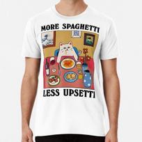 More Spaghetti Less Upsetti Funny Cute Cat ST-Shirt Mens Womens Tees Top S-5XL Best T-Shirt Mens Womens Tees Top 2XL
