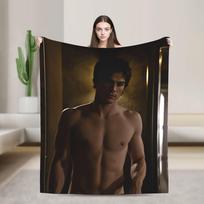 Damon Salvatore Blanket  Airplane Travel Flannel Bedding Throws For Outdoor Soft Customized Quality Bedspread Gift 75x90cm