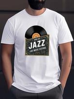 JAZZ LIVE MUSIC FESTIVAL Print Men's Short Sleeve Versatile T-shirt, Comfy & Breathable, Summer Casual Clothing S įvairiaspalvis
