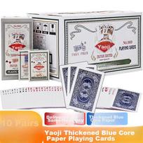 Yaoji Playing Cards, 969 Blue Paper Cards, Wholesale Genuine High-Quality Durable Thickened, 10 Decks, for Card Rooms, Doudizhu Entertainment