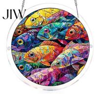 Decorative Hanging Puzzle Piece Acrylic Suncatcher, Colorful Window Ornament, 7.87 Inch Sun Round Decor Catcher Decoration, Ideal for Gifting And Home G