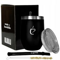 Czarny zestaw termolid do yerba mate od un mate: termiczne matero, bombilla