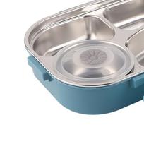 Includes Soup Bowl Portable Bento Box 4-Compartment Food Storage Container  For Adults mėlyna
