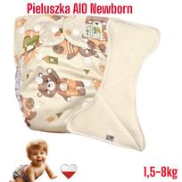 Pieluszka wielorazowa aio newborn kieszonka bambus misie zielone nappime