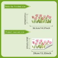 Pink Tulip Window Sticker - Self-adhesive Transparent Glass Decorative Sticker  Bedroom Balcony Home Wall ACC34266
