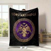 Constantinople Eagle Flannel Blanket Cartoon Crest Throw,Reversible High-Density Polyester,Unique Historical Gift for Collectors Size: 75*100cm, Weight: 230 GSM