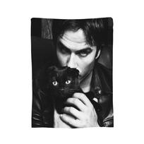 The Vampire Diaries Damon Salvatore Blankets Flannel Summer Super Soft Throw Blanket for Home Bedroom Plush Thin Quilt Size: 75*100cm, Weight: 230 GSM