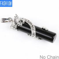 Klasikinis natūralaus akmens karoliai pakabukas Tribal Totem Dragon Winding Crystal kolona vyrams ir moterims blackonyx