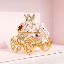 Pumpkin Car Wedding Ring Storage Box Princess Blossom Cherry Carriage Ornaments For Home Desk Decor Jewelry Organizer Girl Gift
