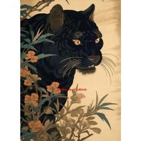 Traditional Japanese Ukiyo-e Lion Wolf Lynx Fox Vintage Animals Poster Print Canvas Painting Wall Picture for Room Home Decor 21cm×30cm NoFrame