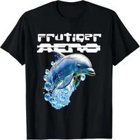 Frutiger Aero Splashy Dolphin - y2k Aesthetic Graphic Design T-Shirt S juoda