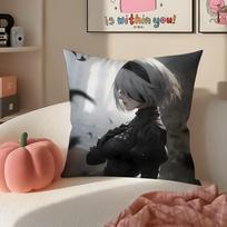 Epic Action Game NNieR Automata Cushion Cover Pillowcase Short Plush Invisible zipper Room Sofa Cushion Cover 30X30cm