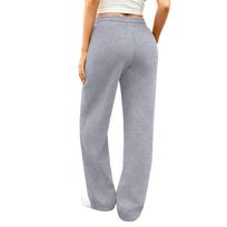 Pants Gym Commute Home Pants Women's Warm Wide-Leg Casual Sports Pants Wool-Lined Drawstring High-Waisted Straight-Leg S