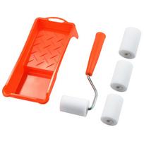 2 Inch Small Foam Paint Roller Kit High Density Comes with Paint Tray Liner red