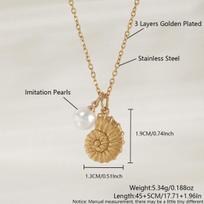 Stainless Steel Beach Ocean Necklace, Turtle and Conch Necklace NAF01-1