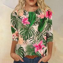 Womens Spring Tops and Summer Shirts for Women Casual Leaf Print Tshirts Shirts for Women Dressy Tops for Women Stylish Design XXXL