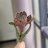 Full of Diamond Tulip Flower Brooch, High-End Women'S Luxury Temperament Corsage Coat Accessories Pin