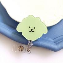Name Tag Retractable Badge Holder Cartoon Dog Easy Pull Buckle ID Card Holder  Hospital Use žalia