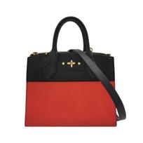 [Pre-Owned] City Steamer Mini Red Leather Embossed Steam Bag Shoulder Bag Handbag Gold Hardware Detachable Shoulder Strap - Very Good #DZ99YJ ONE SIZE