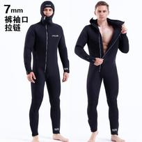 7mm Neoprene Hooded Full Wetsuit Scuba Diving Snorkeling Water Sports Men Adult Thermal Insulated Dive Suit Small