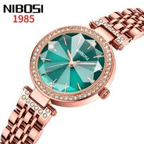 NIBOSI Women Watches Top Brand Luxury Quartz Watches for Women Diamond Dial Waterproof Female Clock Gift Watches Reloj Hombre žalia/rožinio aukso spalvos