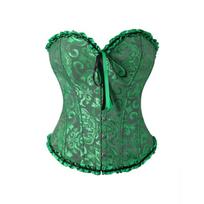 Vintažinis Retro Teismo Stiliaus Šarnyruotas Raišteliais Prigludęs Korsetas Bustier Formuojantis Viršutinis Drabužis Moterims S žalia