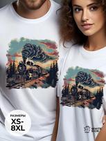 Oversized summer T-shirt with  Steam Train  print M