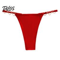 Women Seamless Thong G-String Thong, Low Rise Panties with Shiny Strap & T-back Underwear Heart Ring, Stretch Breathable No Show for Ladies Ring XL raudona