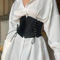 Madingas Punk Korsetas Plati Juosta Moterims Liekninanti Kūną Elastingas Bustier Juosmens Diržas PU Oda Hip Hop Gotikinė Suknelė Juosmens Diržas Dirželiai Elastic black