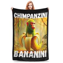 Tung Tung Tung Sahur Italian Brainrot Blanket Multi-function Fleece Sofa Throw Blanket for Home Bedroom Office Throws Bedspread Size: 75*100cm, Weight: 230 GSM