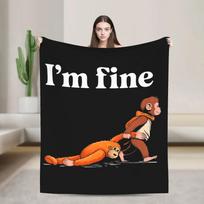 Monkey Punch Needs Hugs Too Cute Macaque Orangutan Flannel Blanket for Adults Warm Comfy Throw Winter Chair Bed Cover Size: 75*100cm, Weight: 230 GSM