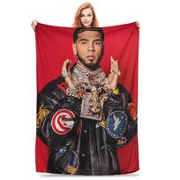 Anuel AA Hip Hop Rapper Blankets Multi-function Flannel Sofa Throw Blanket for Home Bedroom Outdoor Throws Bedspread Quilt Size: 75*100cm, Weight: 230 GSM