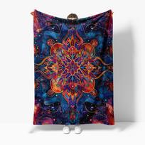 Psychedelic Mandala Blanket Vibrant Colorful Abstract Print Bed Throw Decorative Soft Fleece Blanket Gift Size: 75*100cm, Weight: 230 GSM