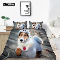 Gyvūnų Šunų Lovos Patalynės Komplektai 3D Mielas Šuo Mados Antklodės Užvalkalas Karalienė Karalius Twin Mielas Augintinis Šuo Vaikams Suaugusiems Vaikų Kambario Dekoras EU single(135x200cm)