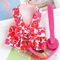 Pet Chihuahua Pomeranian Small Dog Dog Clothes Princess Dress Chest Strap Traction Rope Spring Summer XS raudona
