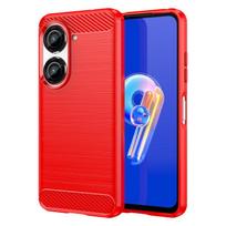 For Asus Zenfone 10 Case Anti-knock Silicone Carbon Fiber Back Cover For Asus Zenfone 10 Case For Asus Zenfone 10 Case 5.92 inch For Asus Zenfone 10 raudona