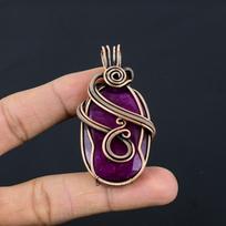 Ruby Pendant Gemstone Jewelry, 999 Copper Wire Wrapped Handmade Pendant, Latest Design Jewelry 2.55 Inches
