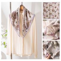 Crepe de Chine Women's 100% Mulberry Silk Versatile Fashion Scarf - Elegant, Light Luxury Neck Scarf/Shawl. 65x65 cm