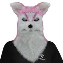 Halloween Mask Realistic Mouth Mover Dog Mask Animal Head Mask for Party Decor rožinė
