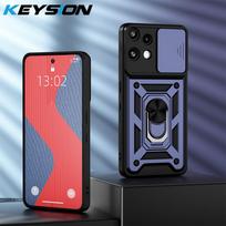 KEYSION Shockproof Armor Case for Nothing Phone 3A Lite Slide Camera Lens Protection Ring Stand Phone Cover for Nothing 3A Lite for Nothing 3A Lite mėlyna