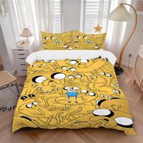 3pcs bedding set Adventure Time Jake Includes 1 Comforter + 2 Pillowcases, Without Pillow Inserts, Soft Comfortable,a0910215 135x200cm