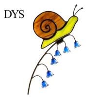 Lily of The Valley Garden Stakes Iridescent Dragonfly/Butterfly/Ladybug/Bee/Snail Stake, Metal Yard Art for Weather Resistant Mom Mother's Day snails