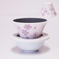 COFIL Fuji Shiki Ceramic Filter Server with Drip Tray Cherry Blossom - (Spring) Made in Japan Hasamiyaki balta