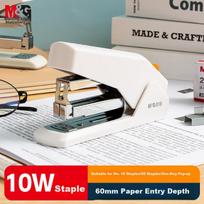 M&G (M&G) Low-Force Stapler, 25-Page Thick Stapler, Pop-Up Staple Channel, Single-Finger Press Binding, Student Office Supplies, White, MG818