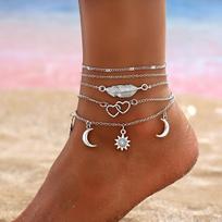 Bohemian Beach anklet Moon Sun Love Leaves Ankle bracelet Suitable for Daily Use Party Versatile anklet Thanksgiving Gift 2918