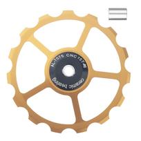 SENSAH MTB Bicycle Rear Derailleur Jockey Wheel Ceramic Bearing Pulley AL7075 CNC Road Bike Guide Roller Idler 11/12/13/14/15T golden 15T
