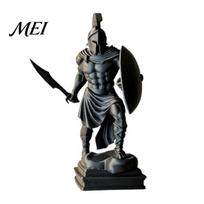 Miniature Hardcore Sculpture 3D Printed Spartan Warrior Statue, Vintage Greek Soldier Figurine for Desk Unique Gift Him Office Decor, Matte juoda